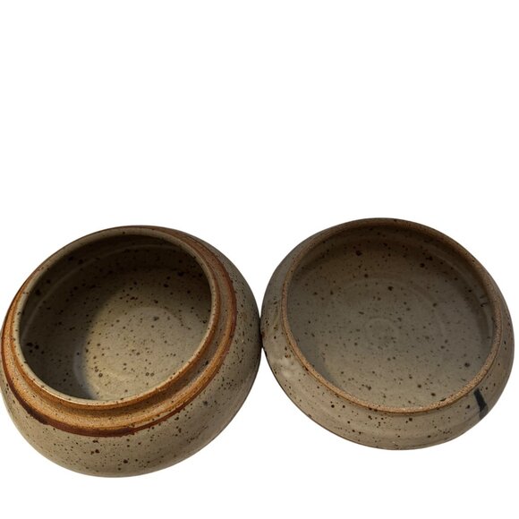 Studio Art Pottery Signed Bunny McBride Stoneware 2 Pc Jar Glazed Speckles RARE - Picture 8 of 16